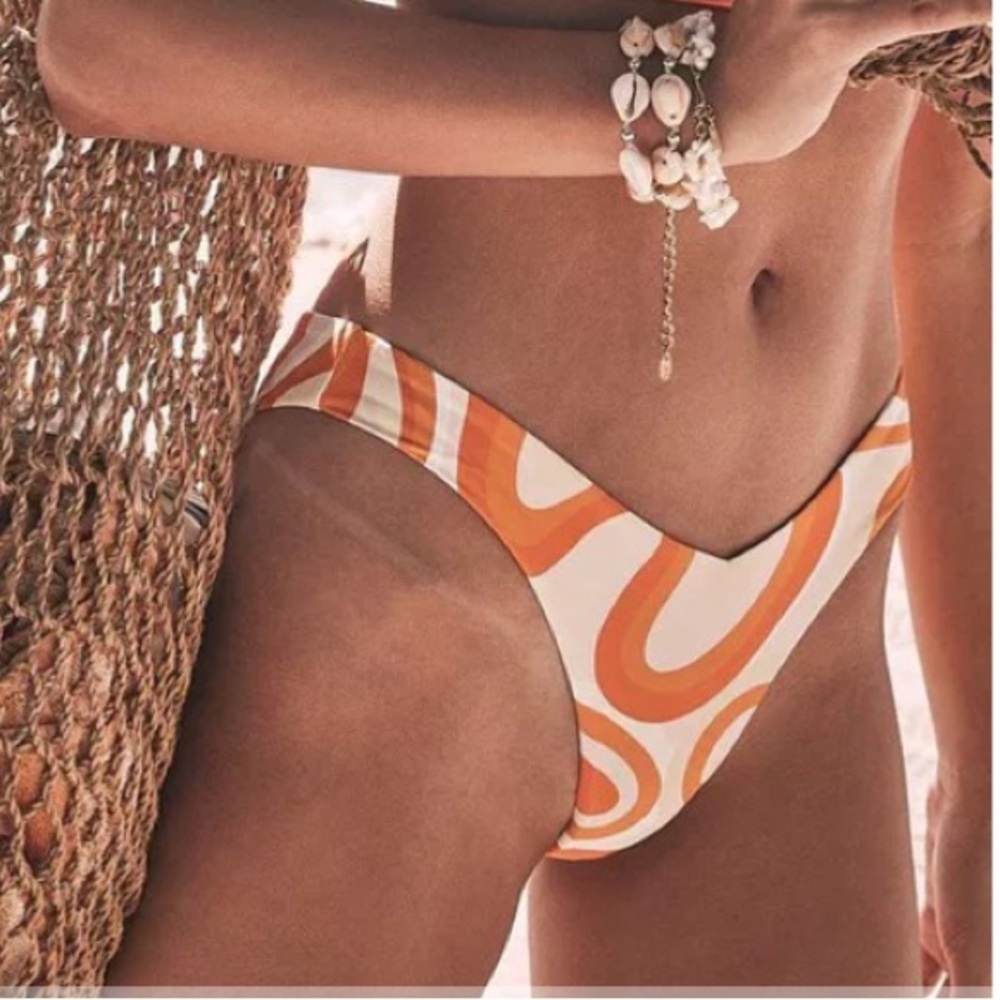 NEW Devon Windsor Hallie Orange 70’s Cheeky Bikini Bottom